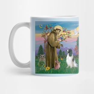 Saint Francis Blesses a Black and White English Springer Spaniel Mug